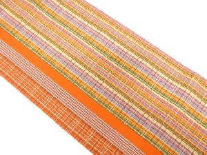 本場筑前博多 縞に小格子模様織り出し 全通袋帯